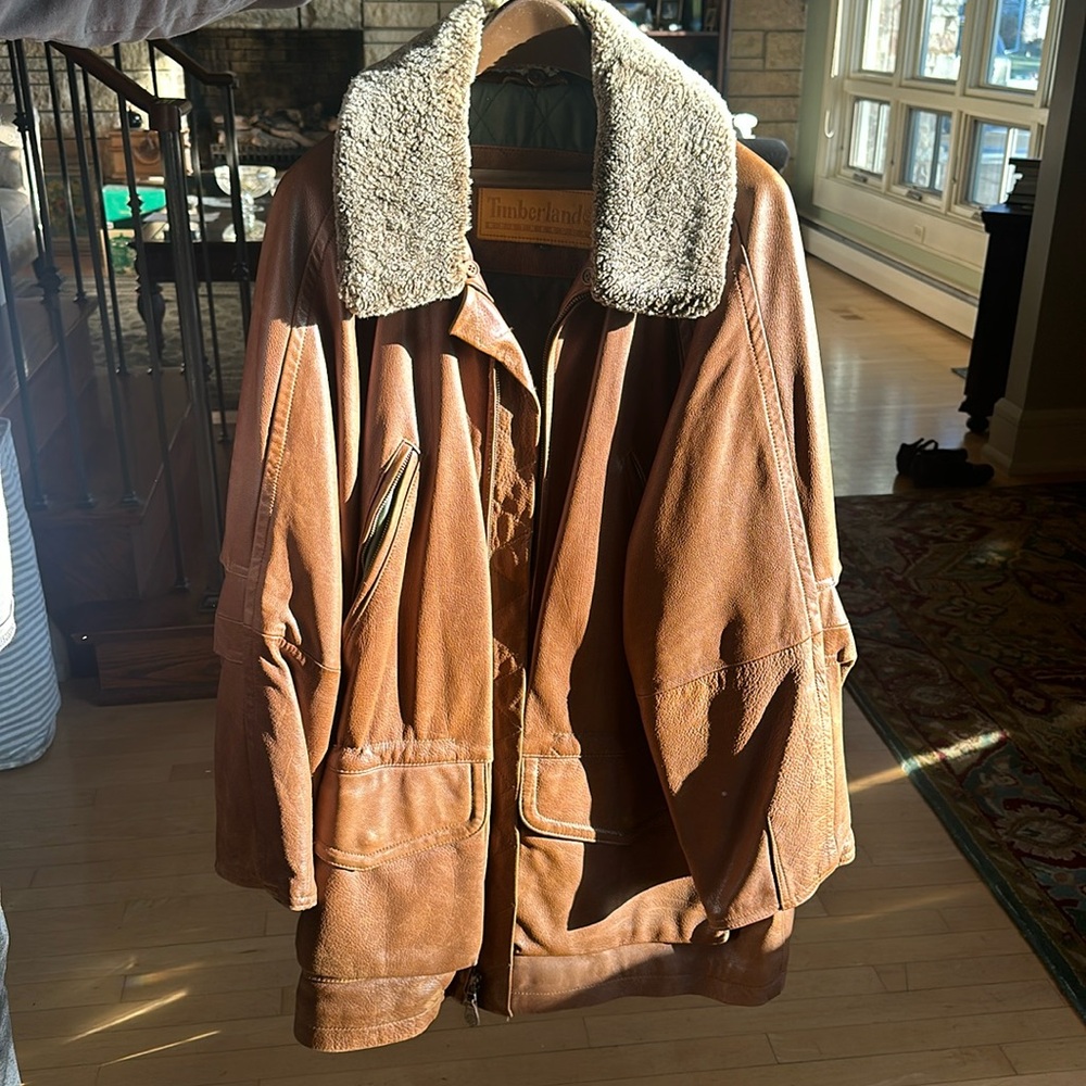 Vintage Timberland Weathergear Brown Leather Parka